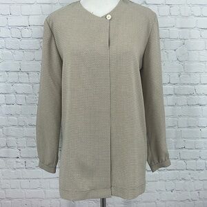 Liz Claiborne Slit Long Sleeve Blouse Women’s Petite 6 6P Shoulder Pads